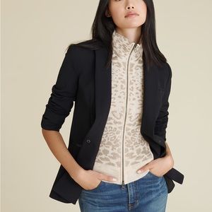 VERONICA BEARD Zita Dickey Sweater Wool Blend Oatmeal Animal Leopard Tan NWT